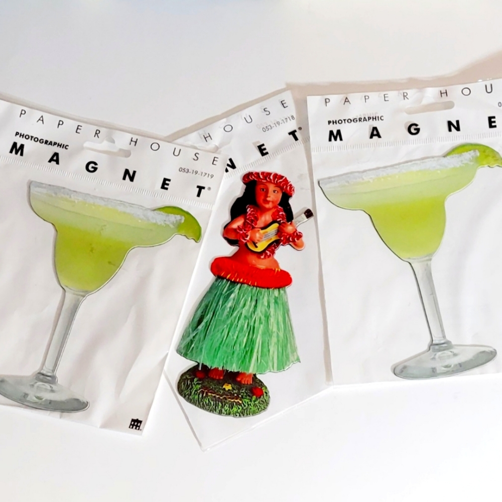 New Magnets, Set of 3 Vintage Paper House Productions, Margaritas🍸 & Hula 🌴